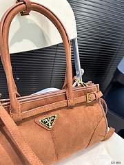 Prada Lily-of-the-valley Medium Brown Suede Handbag 32x17cm - 5