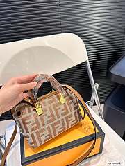 Fendi By The Way Boston Bag Mini FF Monogram Dove Gray Tapestry 17x12cm - 4