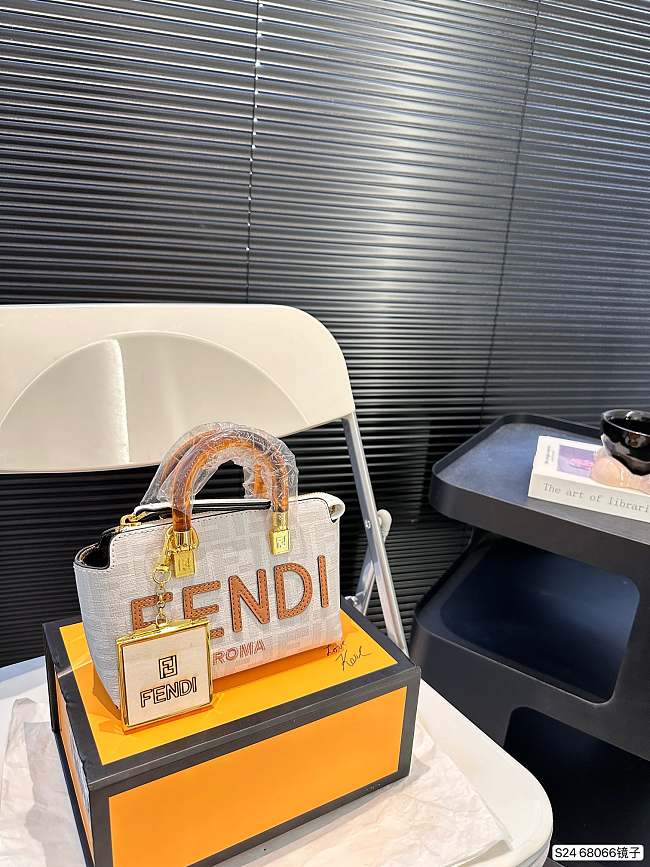 Fendi By The Way Boston Bag Mini White FF Monogram 17x12cm - 1