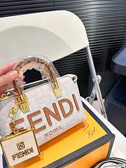 Fendi By The Way Boston Bag Mini White FF Monogram 17x12cm - 2