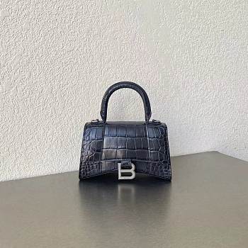 Balenciaga Black Hourglass XS Bag Crocodile Embossed 19×13×8cm