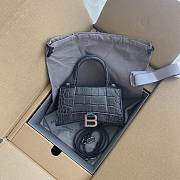 Balenciaga Black Hourglass XS Bag Crocodile Embossed 19×13×8cm - 4