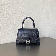 Balenciaga Black Hourglass Small Bag Crocodile Embossed 23×15×10cm - 1