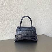 Balenciaga Black Hourglass Small Bag Crocodile Embossed 23×15×10cm - 4