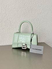 Balenciaga Light Green Hourglass XS Bag Crocodile Embossed 19×13×8cm - 1