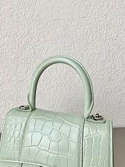 Balenciaga Light Green Hourglass XS Bag Crocodile Embossed 19×13×8cm - 4