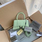 Balenciaga Light Green Hourglass XS Bag Crocodile Embossed 19×13×8cm - 3