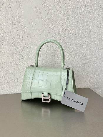 Balenciaga Light Green Hourglass Small Bag Crocodile Embossed 23×15×10cm