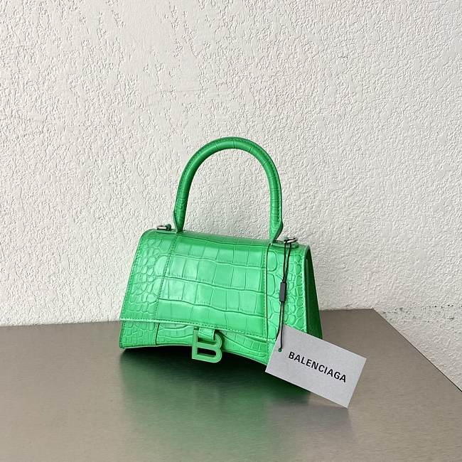 	 Balenciaga Green Hourglass Small Bag Crocodile Embossed 23×15×10cm - 1