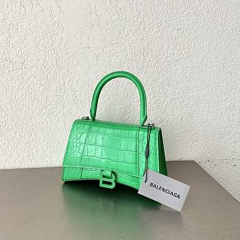 	 Balenciaga Green Hourglass Small Bag Crocodile Embossed 23×15×10cm