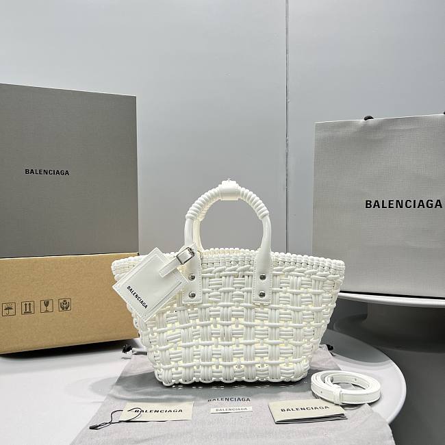 Balenciaga White Bistro XS Basket With Strap 32*13*40cm - 1