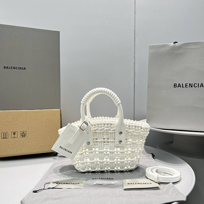 Balenciaga White Bistro XXS Basket With Strap 17*15*8cm - 1