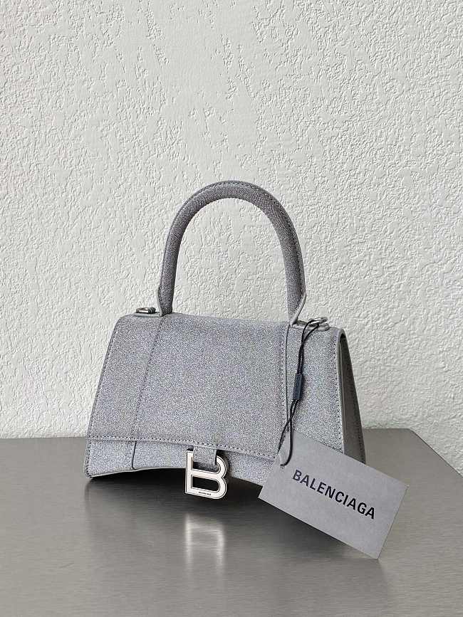 	 Balenciaga Grey Glitter Hourglass Small Bag 23*15*10CM - 1