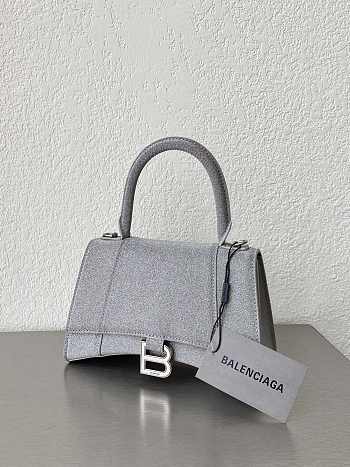 	 Balenciaga Grey Glitter Hourglass Small Bag 23*15*10CM