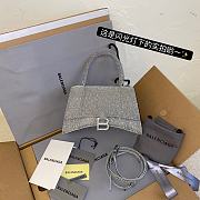 	 Balenciaga Grey Glitter Hourglass Small Bag 23*15*10CM - 5