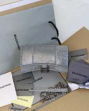 	 Balenciaga Hourglass XS Wallet On Chain In Sparkling Fabric Silver 19*12*5CM - 5