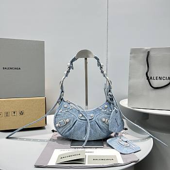 	 Balenciaga Le Cagole XS Rhinestones Denim Shoulder Bag 26*16*9.9cm