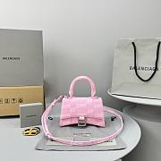 Balenciaga XS Pink BB Monogram Denim Small Hourglass 19*8*21cm - 1