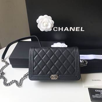 Chanel Boy WOC Chain Bag Black Antique Silver 19x12.5x3cm