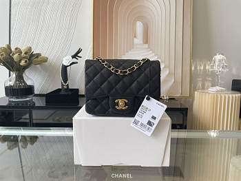 Chanel Classic Mini Flap Bag Golden Hardware Black 17cm