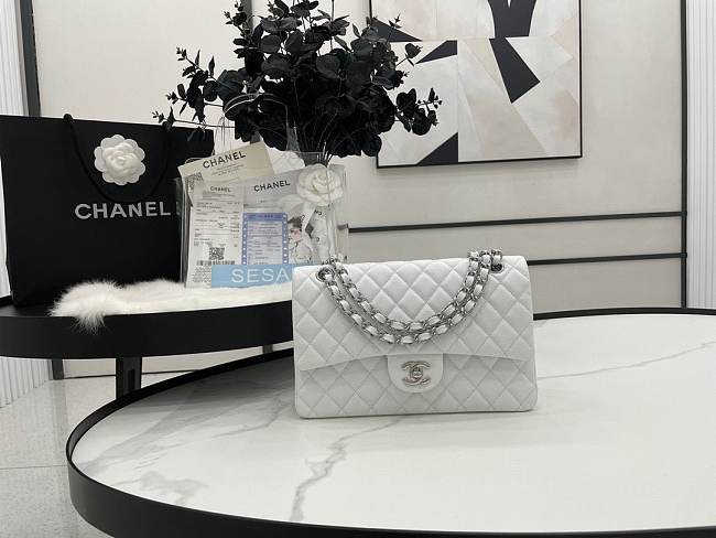 Chanel Classic Flap Bag White Silver  25cm - 1