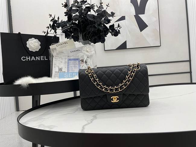 Chanel Classic Flap Bag Black Gold 25cm - 1