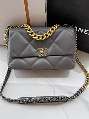 Chanel 19 Dark Grey Lambskin Mixed Hardware Gold 30m - 1