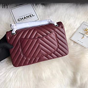 Chanel Classic Flap Chevron Burgundy Silver Quilted Leather 25cm - 3