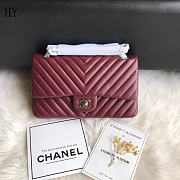 Chanel Classic Flap Chevron Burgundy Silver Quilted Leather 25cm - 2