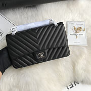 Chanel Classic Flap Black Silver Quilted Leather 25cm - 1