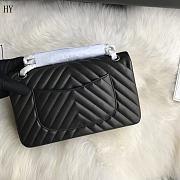 Chanel Classic Flap Black Silver Quilted Leather 25cm - 4