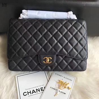 Chanel Classic Flap Maxi Caviar Flap Black Gold 33cm