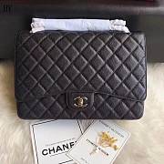 Chanel Classic Flap Maxi Caviar Flap Black Silver 33cm - 1