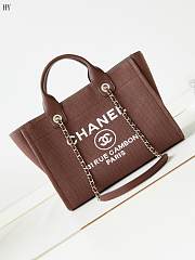 Chanel Canvas Large Shopping Bag Tote Brown 33cm - 1