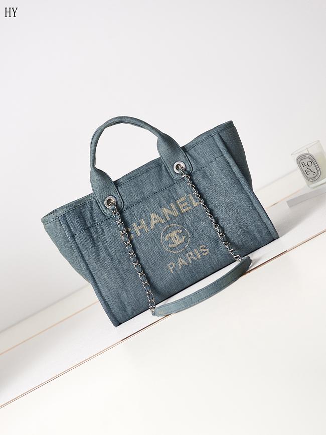 Chanel Canvas Large Shopping Bag Tote Light Denim 33cm - 1