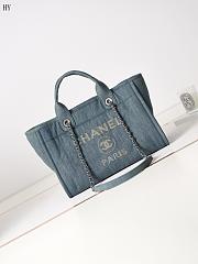 Chanel Canvas Large Shopping Bag Tote Light Denim 33cm - 1