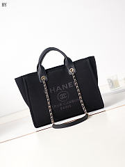 Chanel Canvas Large Shopping Bag Tote Black 33cm - 1