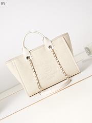 Chanel Canvas Large Shopping Bag Tote White 33cm - 1