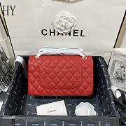 Chanel Classic Flap Bag Quilted Caviar Red Gold 15.5x25.5x6.5cm - 2