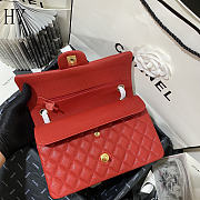 Chanel Classic Flap Bag Quilted Caviar Red Gold 15.5x25.5x6.5cm - 3