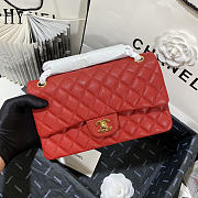 Chanel Classic Flap Bag Quilted Caviar Red Gold 15.5x25.5x6.5cm - 4