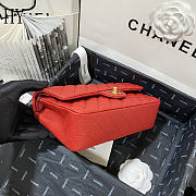 Chanel Classic Flap Bag Quilted Caviar Red Gold 15.5x25.5x6.5cm - 5