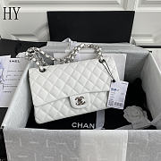 Chanel Classic Flap Bag Quilted Caviar White Silver 15.5x25.5x6.5cm - 1