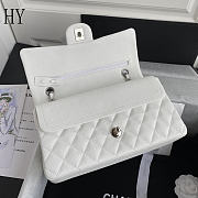 Chanel Classic Flap Bag Quilted Caviar White Silver 15.5x25.5x6.5cm - 2