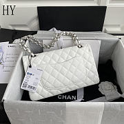 Chanel Classic Flap Bag Quilted Caviar White Silver 15.5x25.5x6.5cm - 5