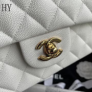 Chanel Classic Flap Bag Quilted Caviar White Gold 15.5x25.5x6.5cm - 3