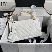 Chanel Classic Flap Bag Quilted Caviar White Gold 15.5x25.5x6.5cm - 2