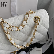 Chanel Classic Flap Bag Quilted Caviar White Gold 15.5x25.5x6.5cm - 5