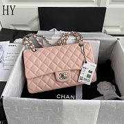 Chanel Classic Flap Bag Quilted Caviar Pink Silver 15.5x25.5x6.5cm - 1