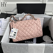 Chanel Classic Flap Bag Quilted Caviar Pink Silver 15.5x25.5x6.5cm - 3